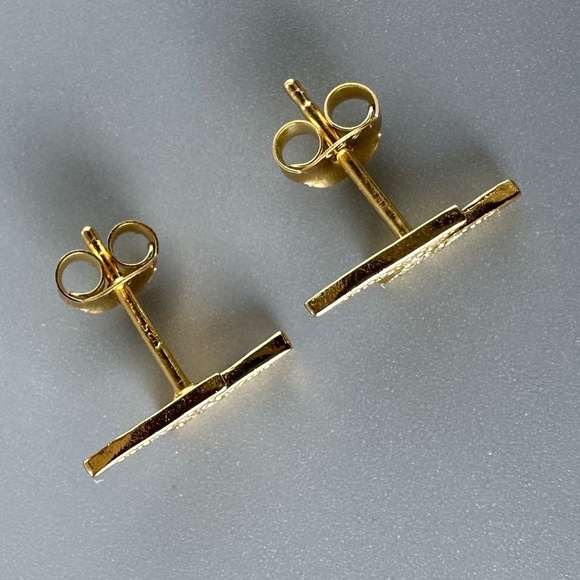 14K Gold Vermeil Lightning Bolt Stud Earrings - Picture 8 of 9